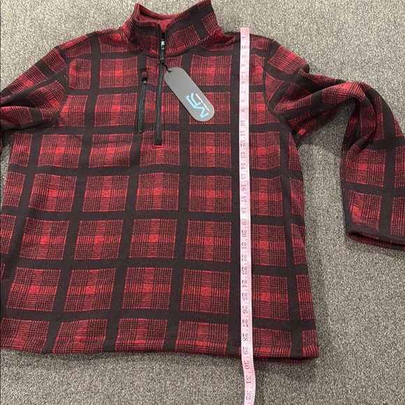 Men's Red Plaid Quarter-Zip Sweater - Picture 3 of 5